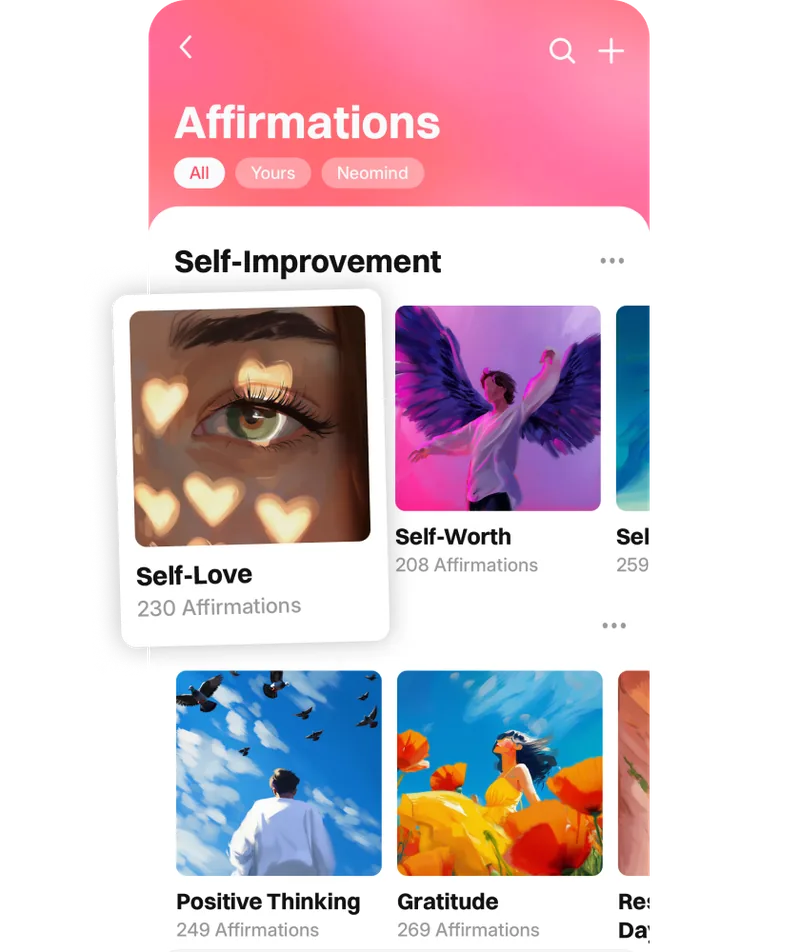 Neomind affirmations screen